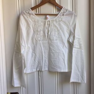 Lucy White Long Sleeve Peasant Blouse